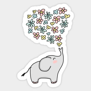 Elephant Blowing a Heart of Flowers Sticker